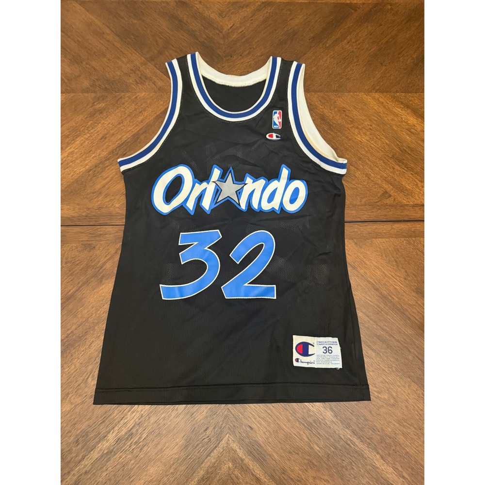 Vintage Champion Shaquille O'Neal Orlando Magic Jersey 32 Black Mens 36 Small